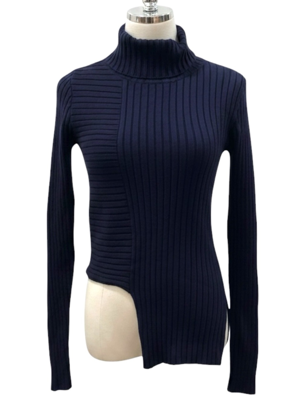 MAAC London Asymmetric Ribbed Turtleneck Sweater